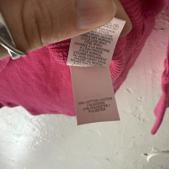 Victorias Secret Henley Shirt Y2k Fitted Medium Pink Long Sleeve Thermal Top - Picture 6 of 9